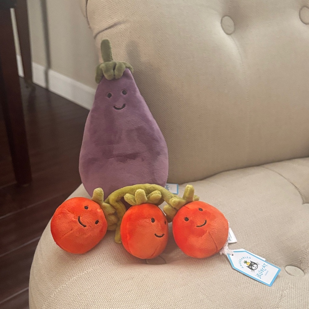 Jellycat veggie mixed - Eggplant and Tomatoes